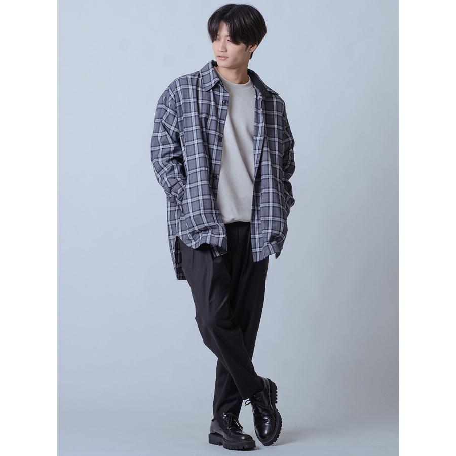 シャツ メンズ カジュアル 春 秋 オーバーシャツ チェック ビッグシルエット オーバーサイズ 黒 グレー ブラック M L REGIEVO レジエボ | REGIEVO | 10