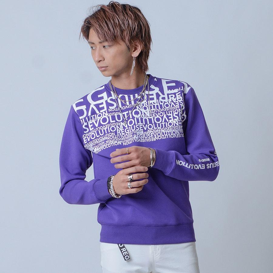 トレーナー メンズ 春 白 紫 黒 グラデーション ロゴ ホワイト パープル ブラック プリント S M L XL REGIEVO レジエボ | REGIEVO | 05