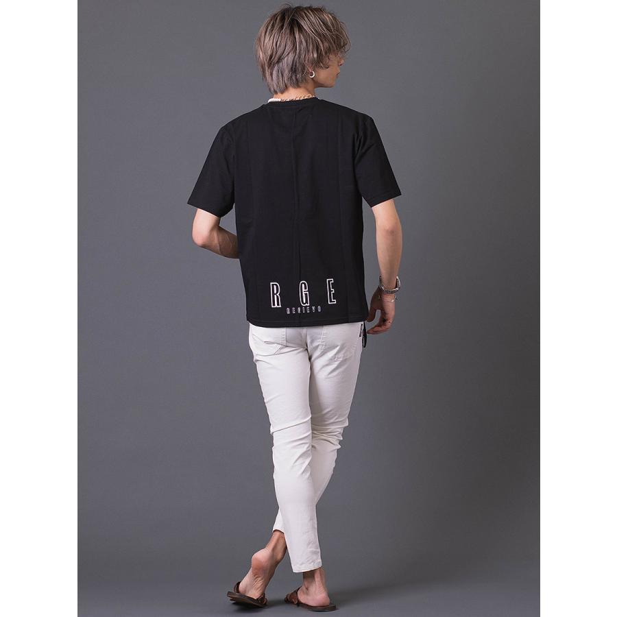 ロゴプリントTシャツ メンズ 春 夏 秋 フィット ストレッチ性 ホワイト パープル ブラック 白 紫 黒 S M L XL REGIEVO レジエボ | REGIEVO | 17