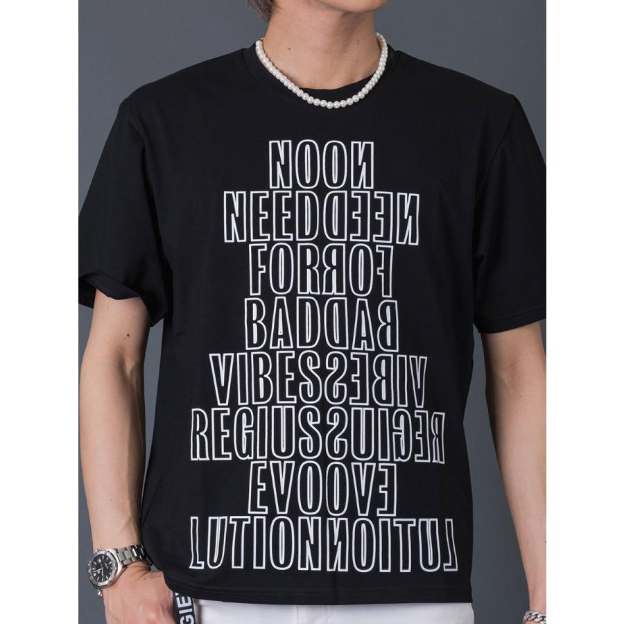 ロゴプリントTシャツ メンズ 春 夏 秋 フィット ストレッチ性 ホワイト パープル ブラック 白 紫 黒 S M L XL REGIEVO レジエボ | REGIEVO | 18