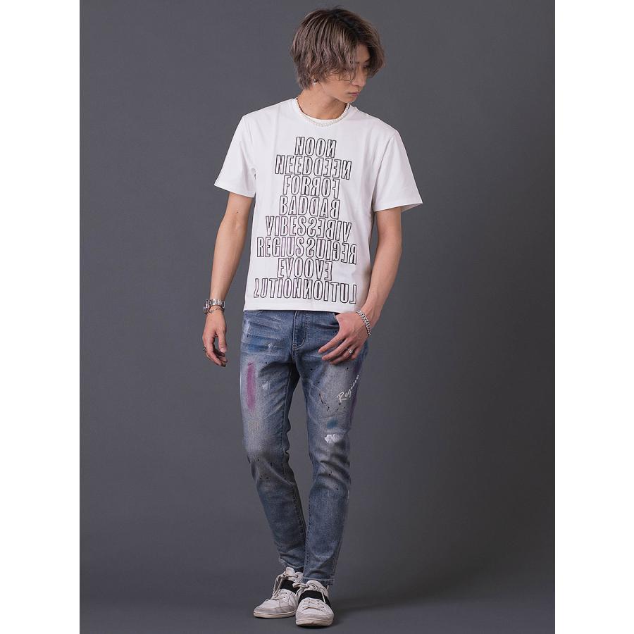 ロゴプリントTシャツ メンズ 春 夏 秋 フィット ストレッチ性 ホワイト パープル ブラック 白 紫 黒 S M L XL REGIEVO レジエボ | REGIEVO | 06