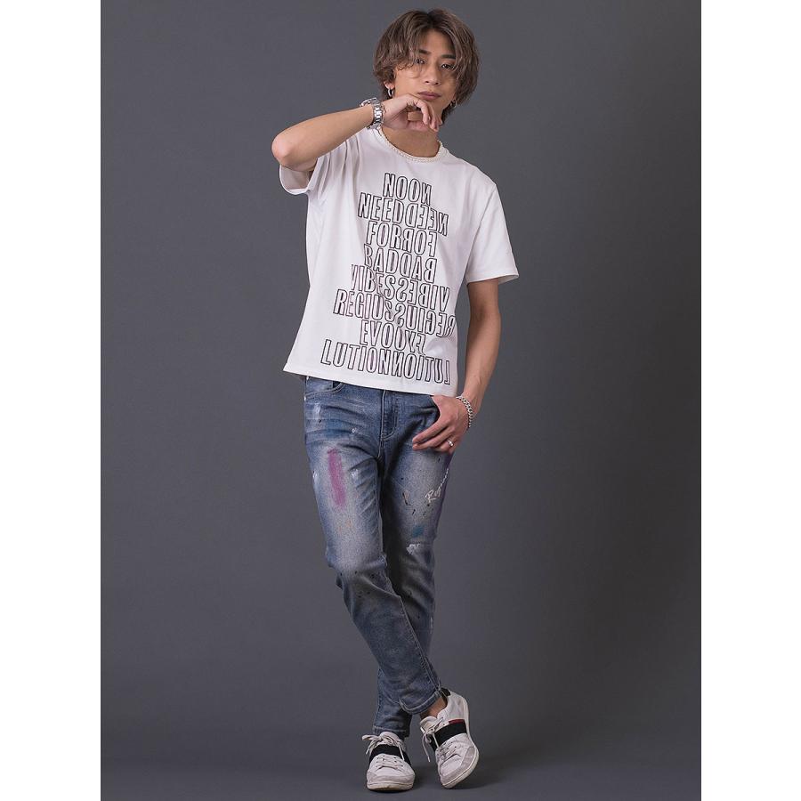 ロゴプリントTシャツ メンズ 春 夏 秋 フィット ストレッチ性 ホワイト パープル ブラック 白 紫 黒 S M L XL REGIEVO レジエボ | REGIEVO | 07