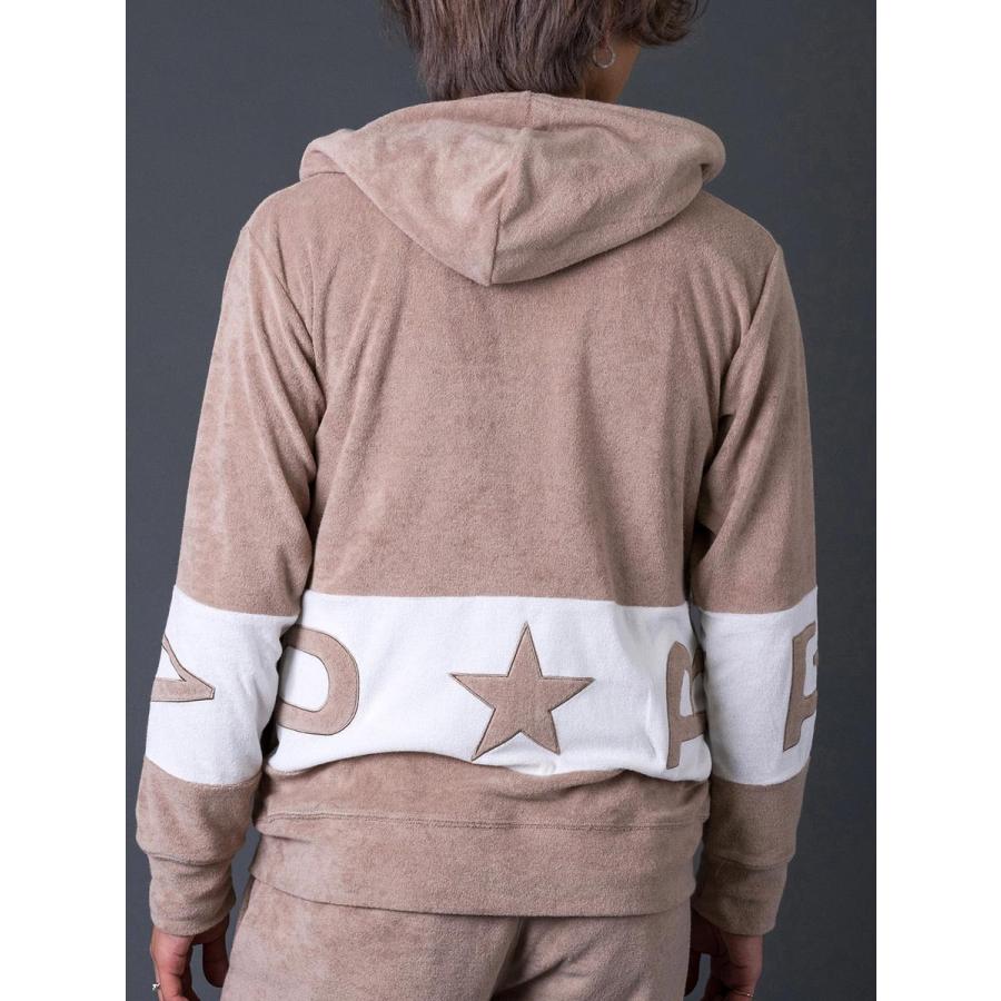 ロゴアップリケパイルパーカー ジップパーカー リラックスウェア シンプル ホワイト ベージュ ブラック 白 茶 黒 M L XL REGIEVO レジエボ | REGIEVO | 19