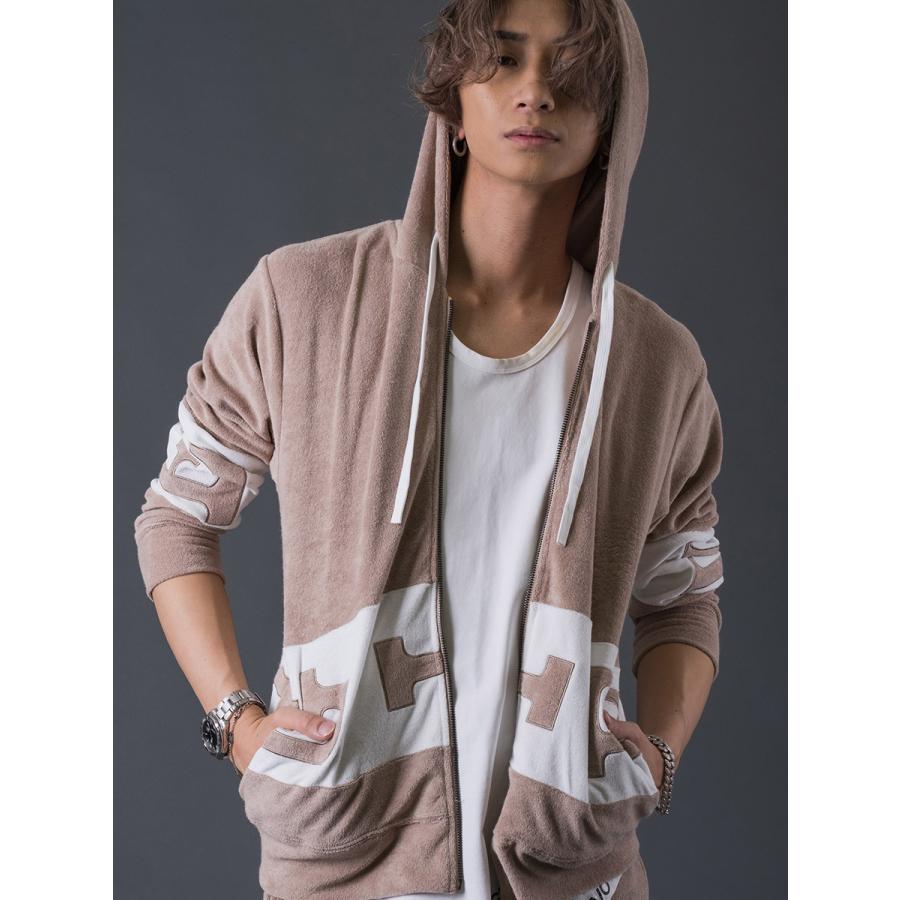 ロゴアップリケパイルパーカー ジップパーカー リラックスウェア シンプル ホワイト ベージュ ブラック 白 茶 黒 M L XL REGIEVO レジエボ | REGIEVO | 21