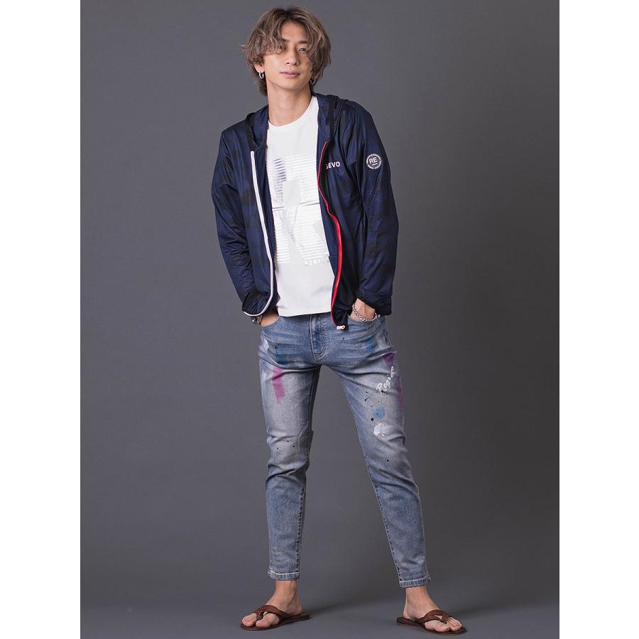 ハニカムプリントパーカー メンズ スポーティ 総柄 ワンポイント ロゴ グレー ブルー ネイビー 青 紺 M L XL REGIEVO レジエボ | REGIEVO | 13