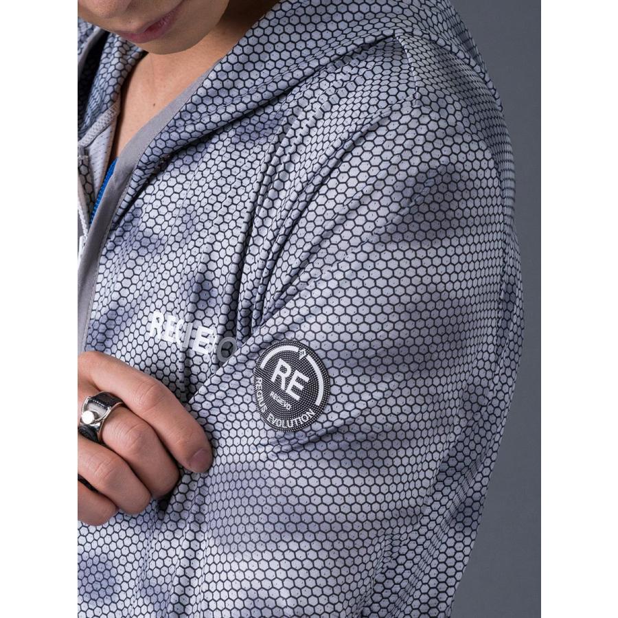 ハニカムプリントパーカー メンズ スポーティ 総柄 ワンポイント ロゴ グレー ブルー ネイビー 青 紺 M L XL REGIEVO レジエボ | REGIEVO | 18