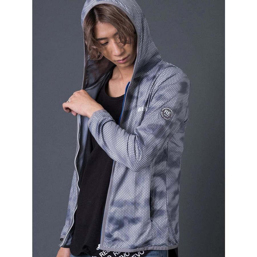 ハニカムプリントパーカー メンズ スポーティ 総柄 ワンポイント ロゴ グレー ブルー ネイビー 青 紺 M L XL REGIEVO レジエボ | REGIEVO | 21
