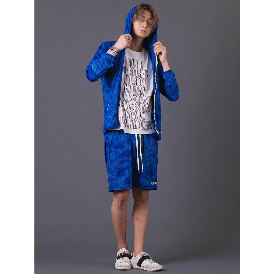 ハニカムプリントパーカー メンズ スポーティ 総柄 ワンポイント ロゴ グレー ブルー ネイビー 青 紺 M L XL REGIEVO レジエボ | REGIEVO | 11