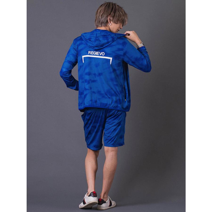 ハニカムプリントパーカー メンズ スポーティ 総柄 ワンポイント ロゴ グレー ブルー ネイビー 青 紺 M L XL REGIEVO レジエボ | REGIEVO | 12