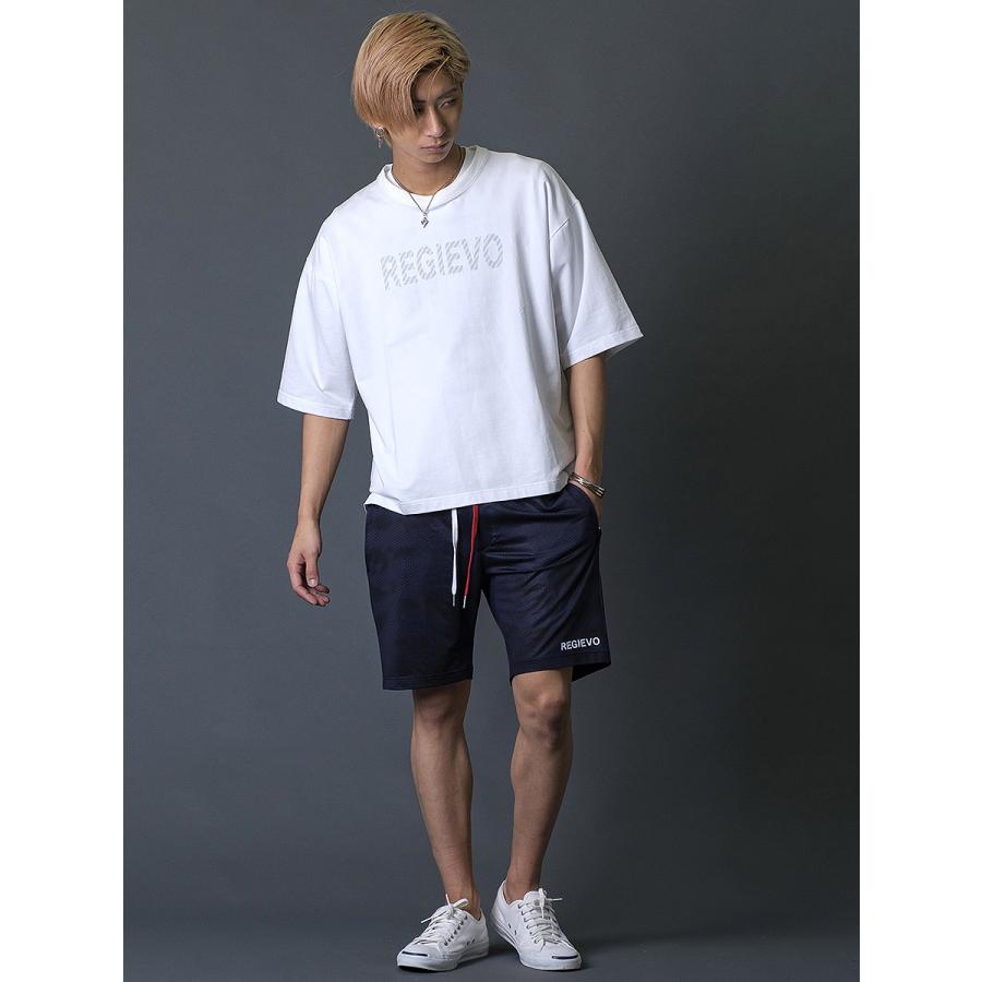 ハニカムプリントショートパンツ メンズ ハーフパンツ 春 夏 秋 カモフラ柄 グレー ブルー ネイビー 青 紺 スポーティ M L XL REGIEVO レジエボ | REGIEVO | 14