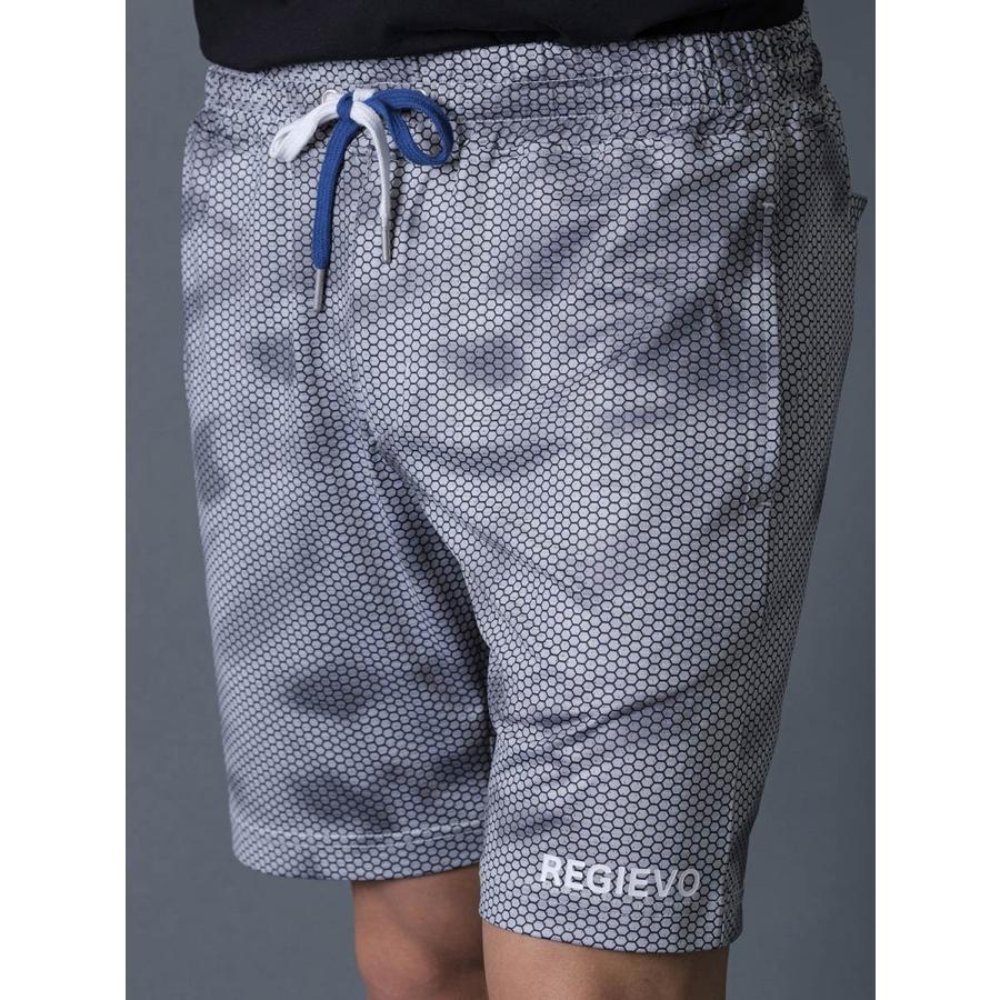 ハニカムプリントショートパンツ メンズ ハーフパンツ 春 夏 秋 カモフラ柄 グレー ブルー ネイビー 青 紺 スポーティ M L XL REGIEVO レジエボ | REGIEVO | 19