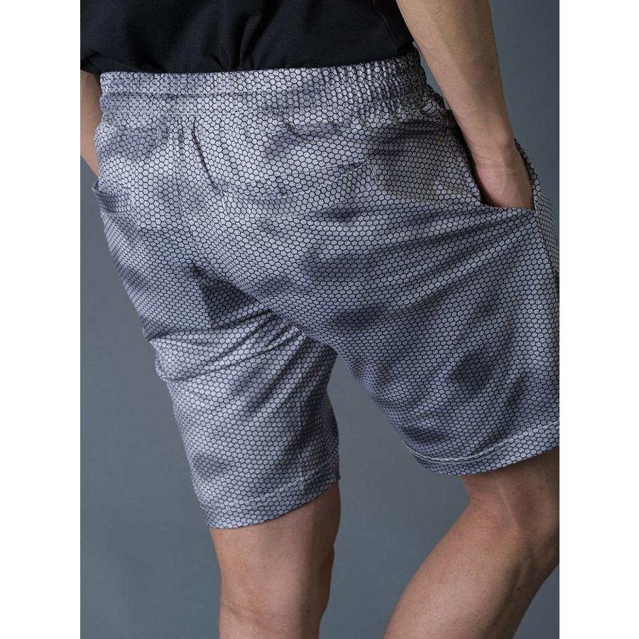 ハニカムプリントショートパンツ メンズ ハーフパンツ 春 夏 秋 カモフラ柄 グレー ブルー ネイビー 青 紺 スポーティ M L XL REGIEVO レジエボ | REGIEVO | 21