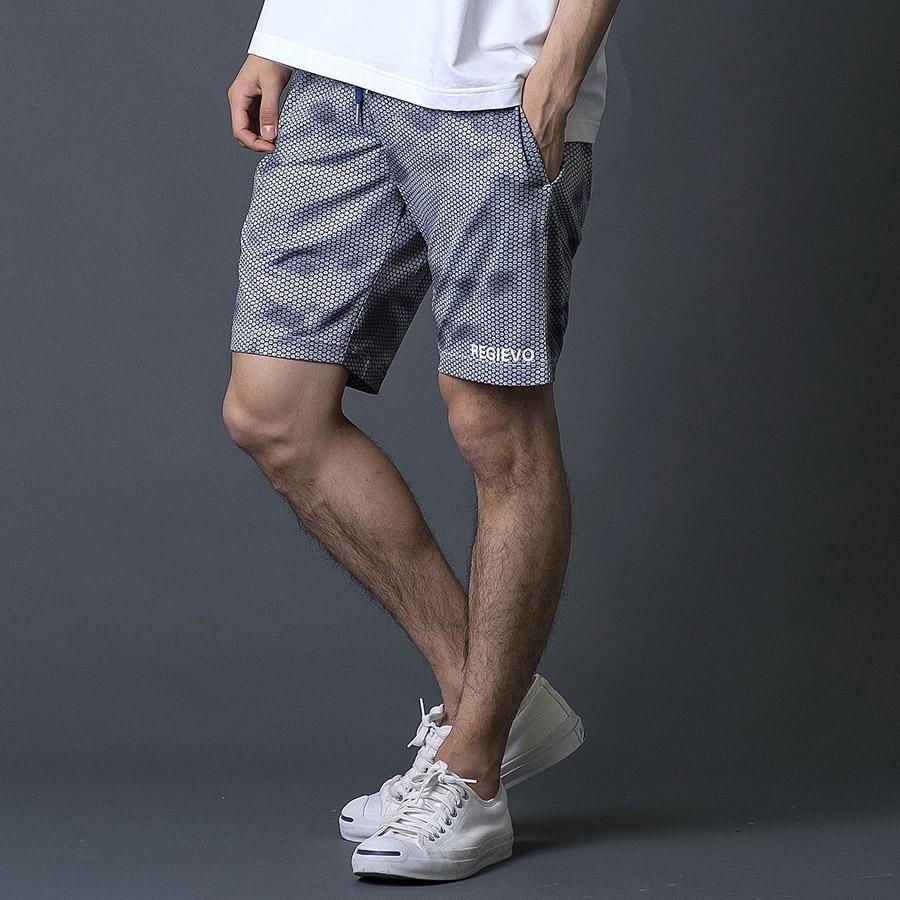 ハニカムプリントショートパンツ メンズ ハーフパンツ 春 夏 秋 カモフラ柄 グレー ブルー ネイビー 青 紺 スポーティ M L XL REGIEVO レジエボ | REGIEVO | 05