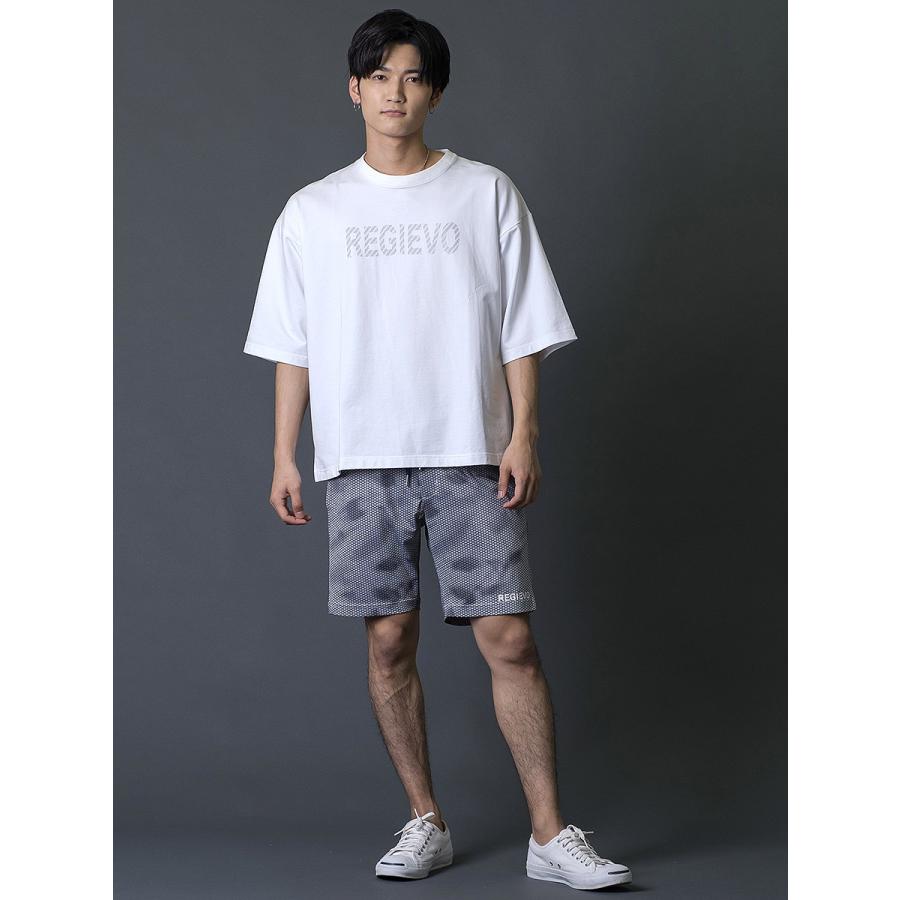 ハニカムプリントショートパンツ メンズ ハーフパンツ 春 夏 秋 カモフラ柄 グレー ブルー ネイビー 青 紺 スポーティ M L XL REGIEVO レジエボ | REGIEVO | 06