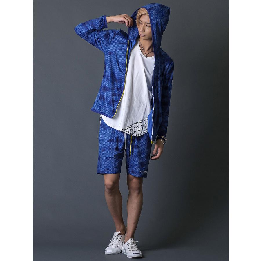 ハニカムプリントショートパンツ メンズ ハーフパンツ 春 夏 秋 カモフラ柄 グレー ブルー ネイビー 青 紺 スポーティ M L XL REGIEVO レジエボ | REGIEVO | 10