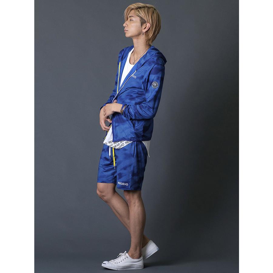 ハニカムプリントショートパンツ メンズ ハーフパンツ 春 夏 秋 カモフラ柄 グレー ブルー ネイビー 青 紺 スポーティ M L XL REGIEVO レジエボ | REGIEVO | 12