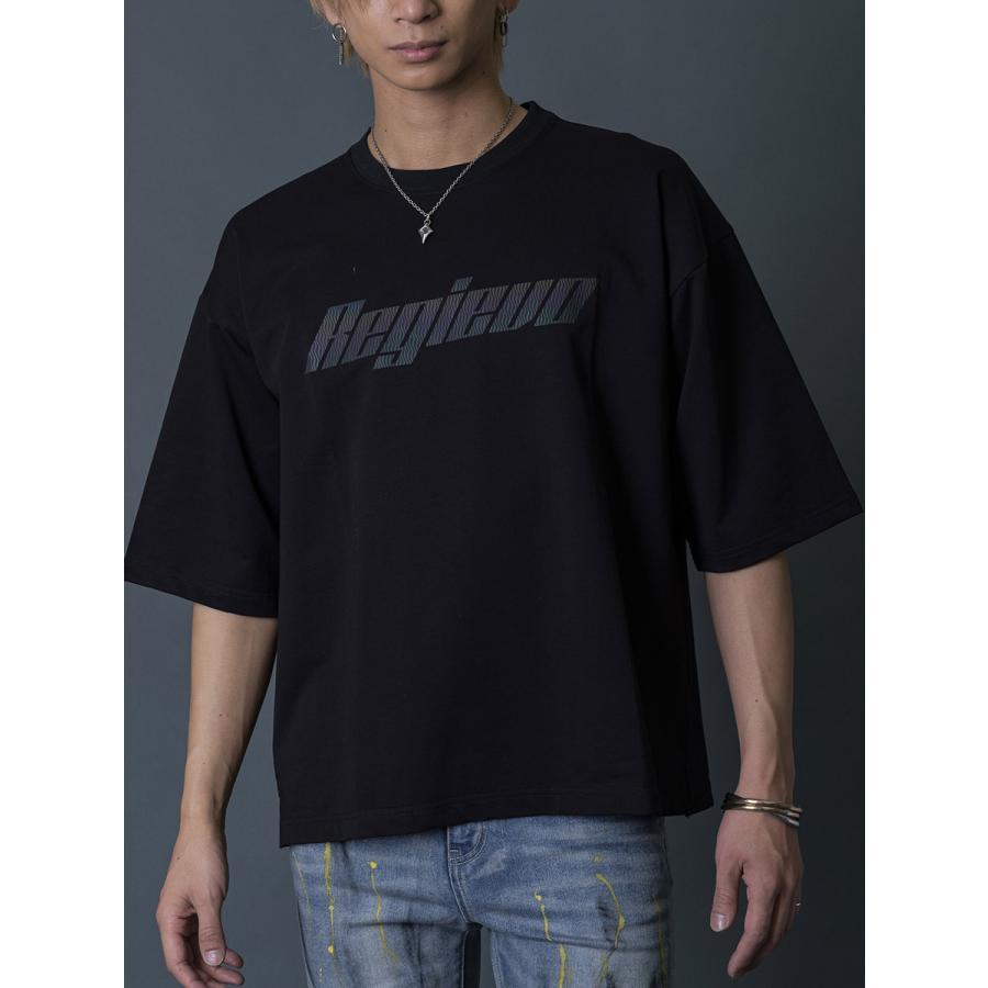 レインボーロゴビッグTシャツ メンズ ビッグシルエット メッセージプリント ホワイト ブラック 白 黒 M L REGIEVO レジエボ｜sshk｜15