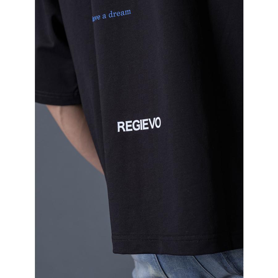 レインボーロゴビッグTシャツ メンズ ビッグシルエット メッセージプリント ホワイト ブラック 白 黒 M L REGIEVO レジエボ｜sshk｜19