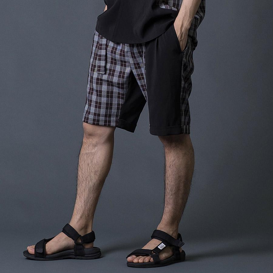 切替ショートパンツ ハーフパンツ チェック柄 モード エレガント カジュアル 春 夏 秋 ベージュ ブラック 黒 茶 お洒落 M L REGIEVO レジエボ | REGIEVO | 03