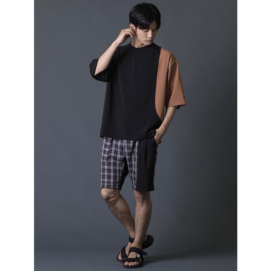 切替ショートパンツ ハーフパンツ チェック柄 モード エレガント カジュアル 春 夏 秋 ベージュ ブラック 黒 茶 お洒落 M L REGIEVO レジエボ | REGIEVO | 13