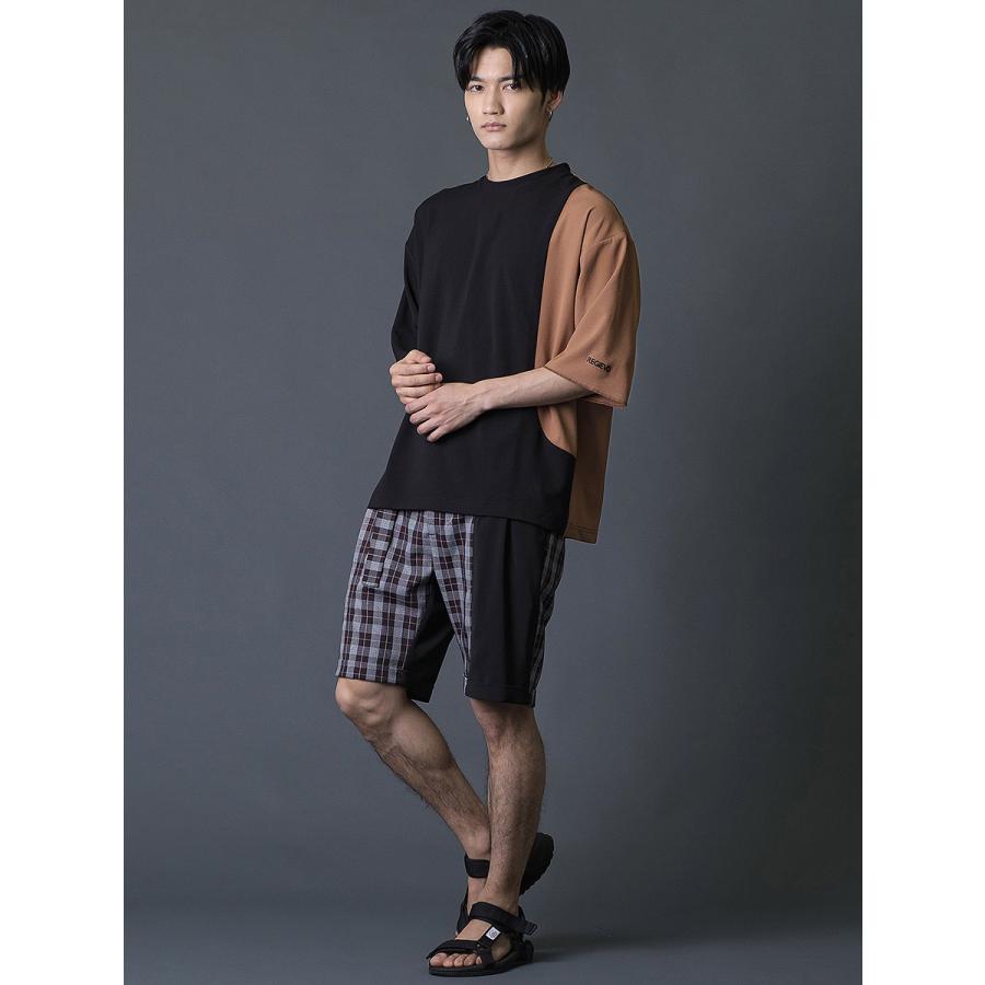 切替ショートパンツ ハーフパンツ チェック柄 モード エレガント カジュアル 春 夏 秋 ベージュ ブラック 黒 茶 お洒落 M L REGIEVO レジエボ | REGIEVO | 14
