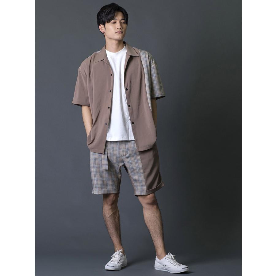 切替ショートパンツ ハーフパンツ チェック柄 モード エレガント カジュアル 春 夏 秋 ベージュ ブラック 黒 茶 お洒落 M L REGIEVO レジエボ | REGIEVO | 04