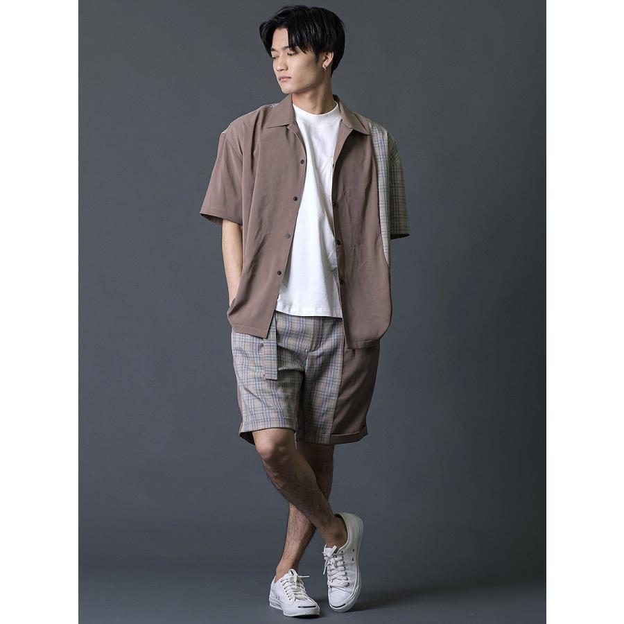 切替ショートパンツ ハーフパンツ チェック柄 モード エレガント カジュアル 春 夏 秋 ベージュ ブラック 黒 茶 お洒落 M L REGIEVO レジエボ | REGIEVO | 05