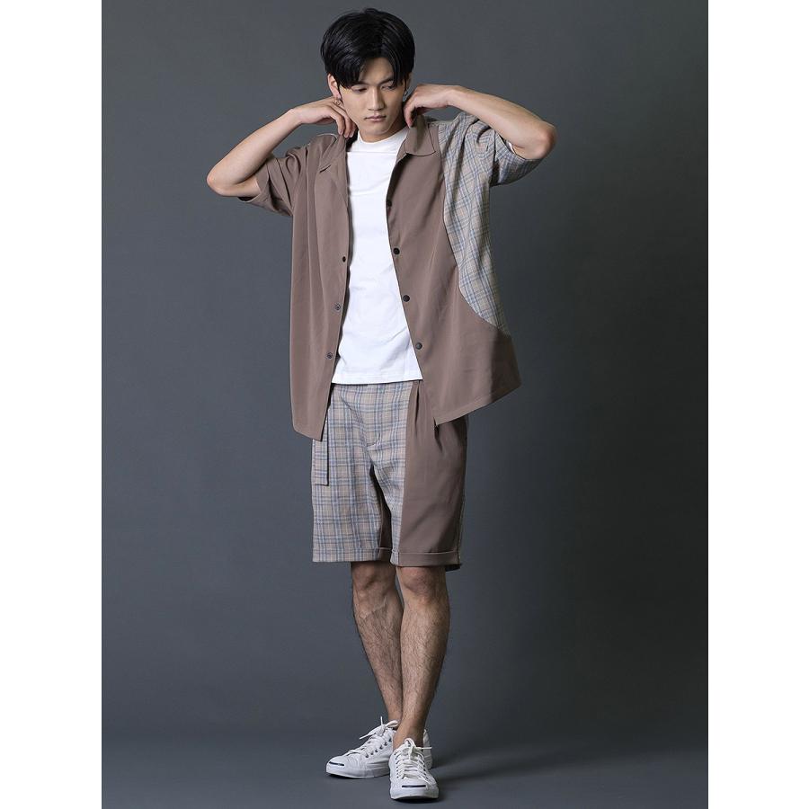 切替ショートパンツ ハーフパンツ チェック柄 モード エレガント カジュアル 春 夏 秋 ベージュ ブラック 黒 茶 お洒落 M L REGIEVO レジエボ | REGIEVO | 06