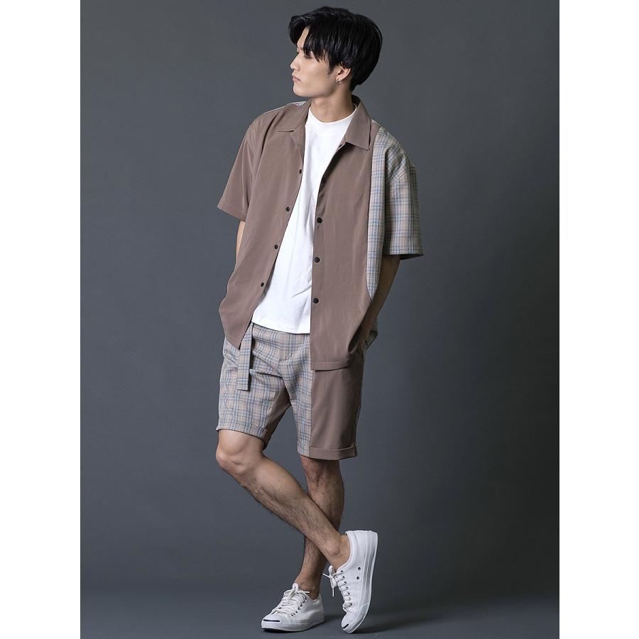 切替ショートパンツ ハーフパンツ チェック柄 モード エレガント カジュアル 春 夏 秋 ベージュ ブラック 黒 茶 お洒落 M L REGIEVO レジエボ | REGIEVO | 07