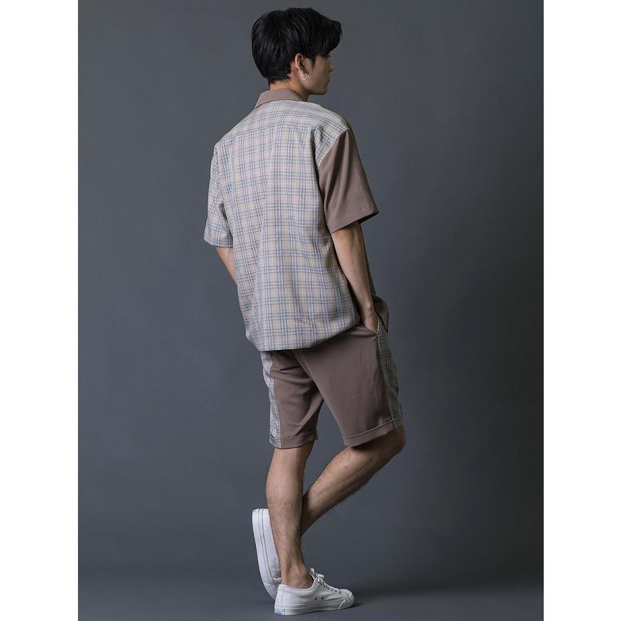 切替ショートパンツ ハーフパンツ チェック柄 モード エレガント カジュアル 春 夏 秋 ベージュ ブラック 黒 茶 お洒落 M L REGIEVO レジエボ | REGIEVO | 08