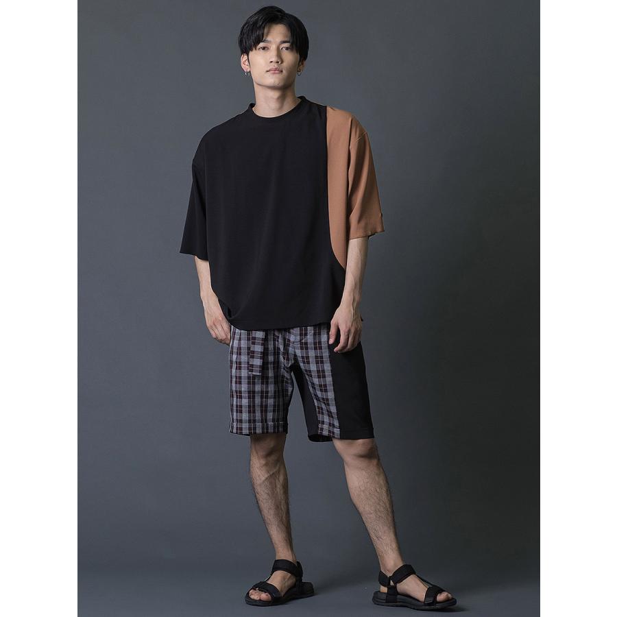切替ショートパンツ ハーフパンツ チェック柄 モード エレガント カジュアル 春 夏 秋 ベージュ ブラック 黒 茶 お洒落 M L REGIEVO レジエボ | REGIEVO | 11