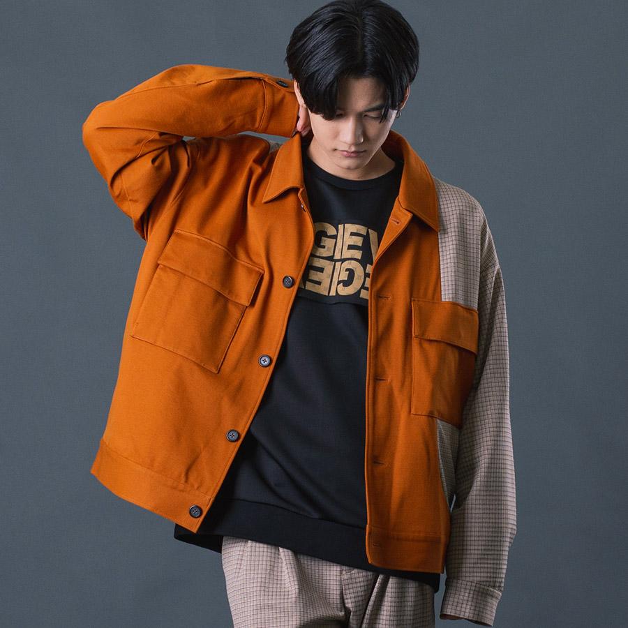 ビッグCPOジャケット メンズ チェック柄 シンプル 春 秋 冬 マスタード ベージュ ブラック グレー 茶 黒 M L XL REGIEVO レジエボ | REGIEVO