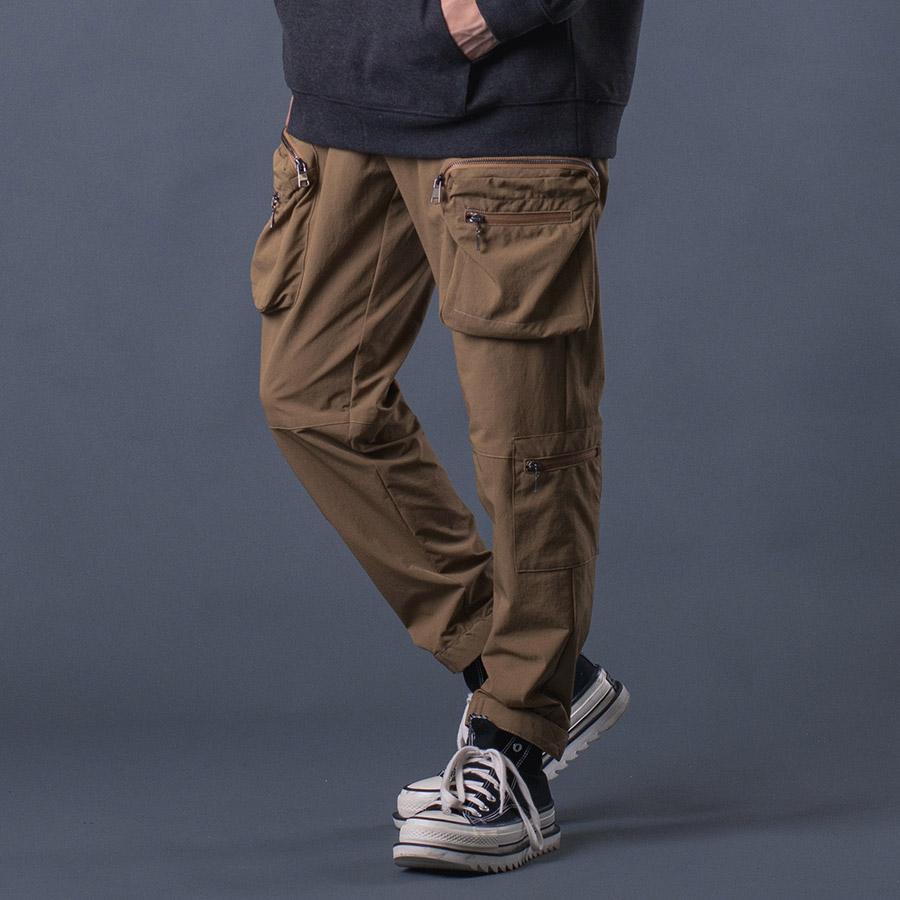 ユーティリティカーゴパンツ メンズ ストレートパンツ シンプル無地 カジュアル 収納抜群 カーキ ブラック 黒 M L XL REGIEVO レジエボ | REGIEVO