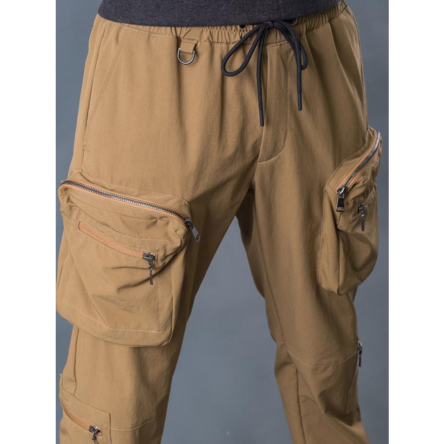 ユーティリティカーゴパンツ メンズ ストレートパンツ シンプル無地 カジュアル 収納抜群 カーキ ブラック 黒 M L XL REGIEVO レジエボ | REGIEVO | 12