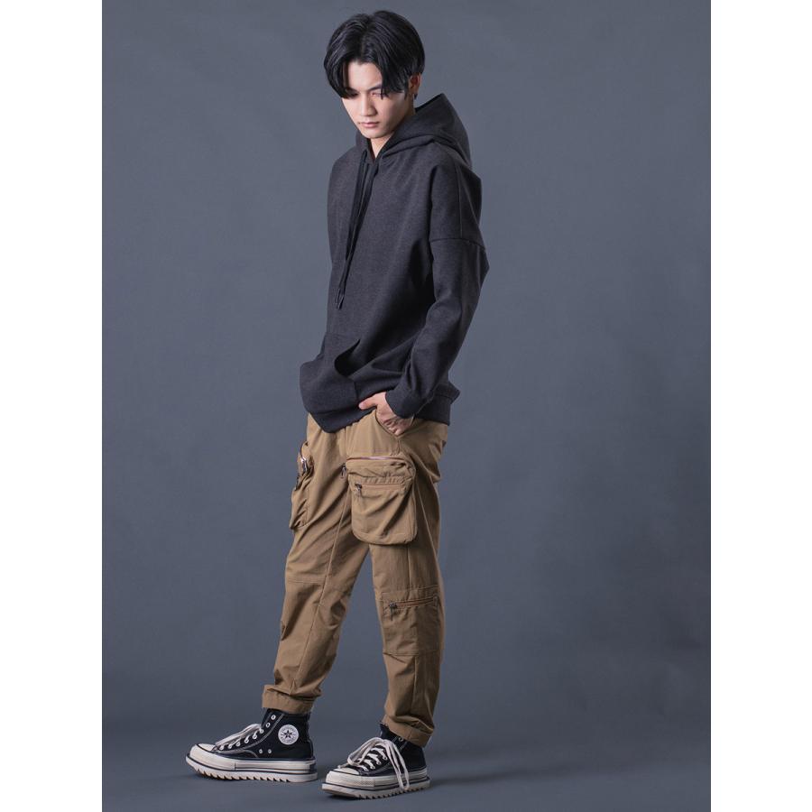 ユーティリティカーゴパンツ メンズ ストレートパンツ シンプル無地 カジュアル 収納抜群 カーキ ブラック 黒 M L XL REGIEVO レジエボ | REGIEVO | 06