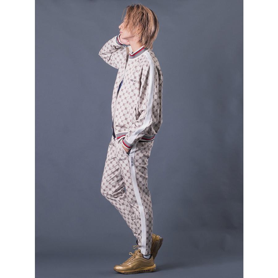 モノグラムトラックジャケット メンズ アウター ブルゾン 総柄 ストレッチ ベージュ パープル ブラック 茶 紫 黒 M L XL REGIEVO レジエボ | REGIEVO | 08