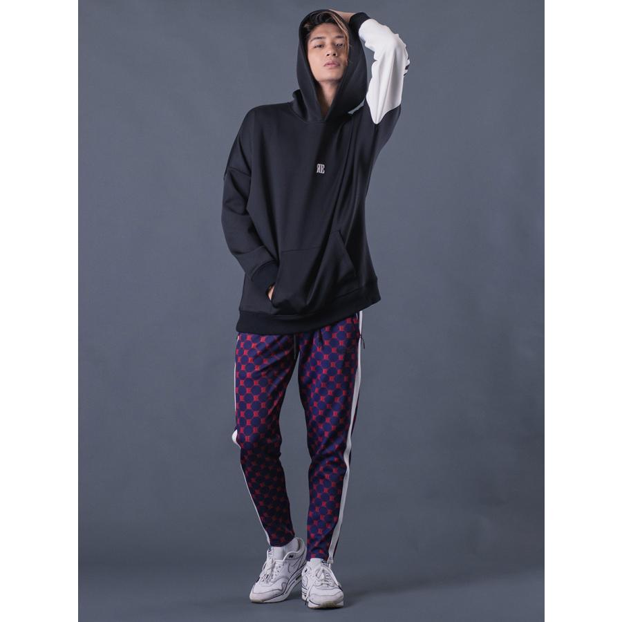 【レザレクション】美品 ジョガーパンツ ブラック サイドロゴ M メンズ パンツ ロゴサイドライン タイトジョガーパンツ メンズ