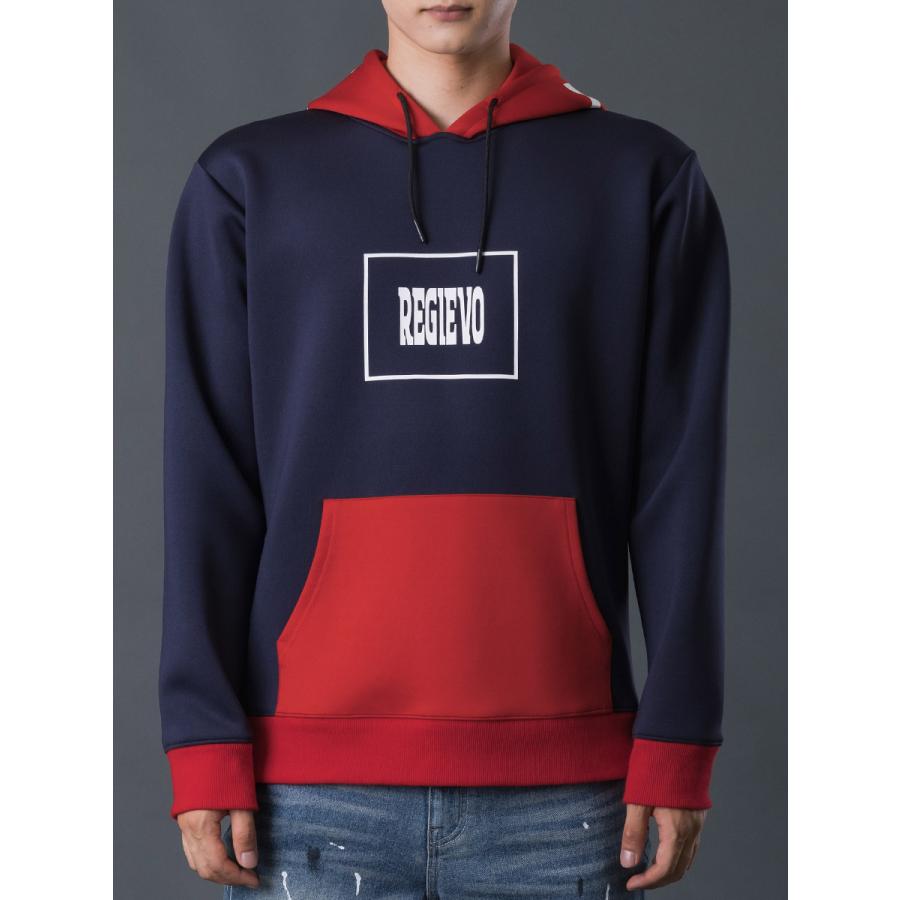 配色プルパーカー メンズ バイカラー 春 秋 冬 ストレッチ ブラック レッド ホワイト ネイビー 黒 赤 紺 白 M L XL REGIEVO レジエボ | REGIEVO | 18