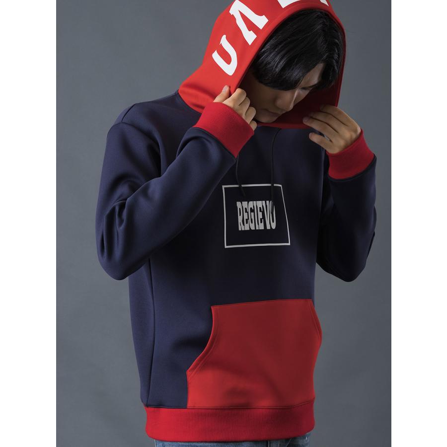 配色プルパーカー メンズ バイカラー 春 秋 冬 ストレッチ ブラック レッド ホワイト ネイビー 黒 赤 紺 白 M L XL REGIEVO レジエボ | REGIEVO | 22