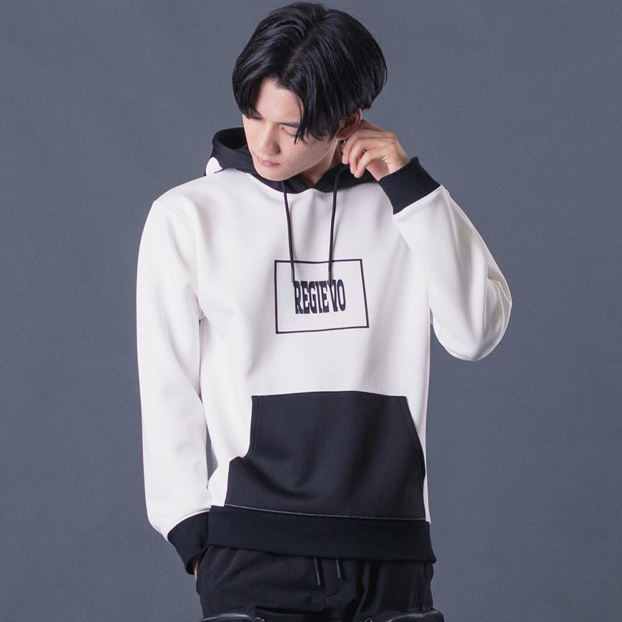 配色プルパーカー メンズ バイカラー 春 秋 冬 ストレッチ ブラック レッド ホワイト ネイビー 黒 赤 紺 白 M L XL REGIEVO レジエボ | REGIEVO | 05