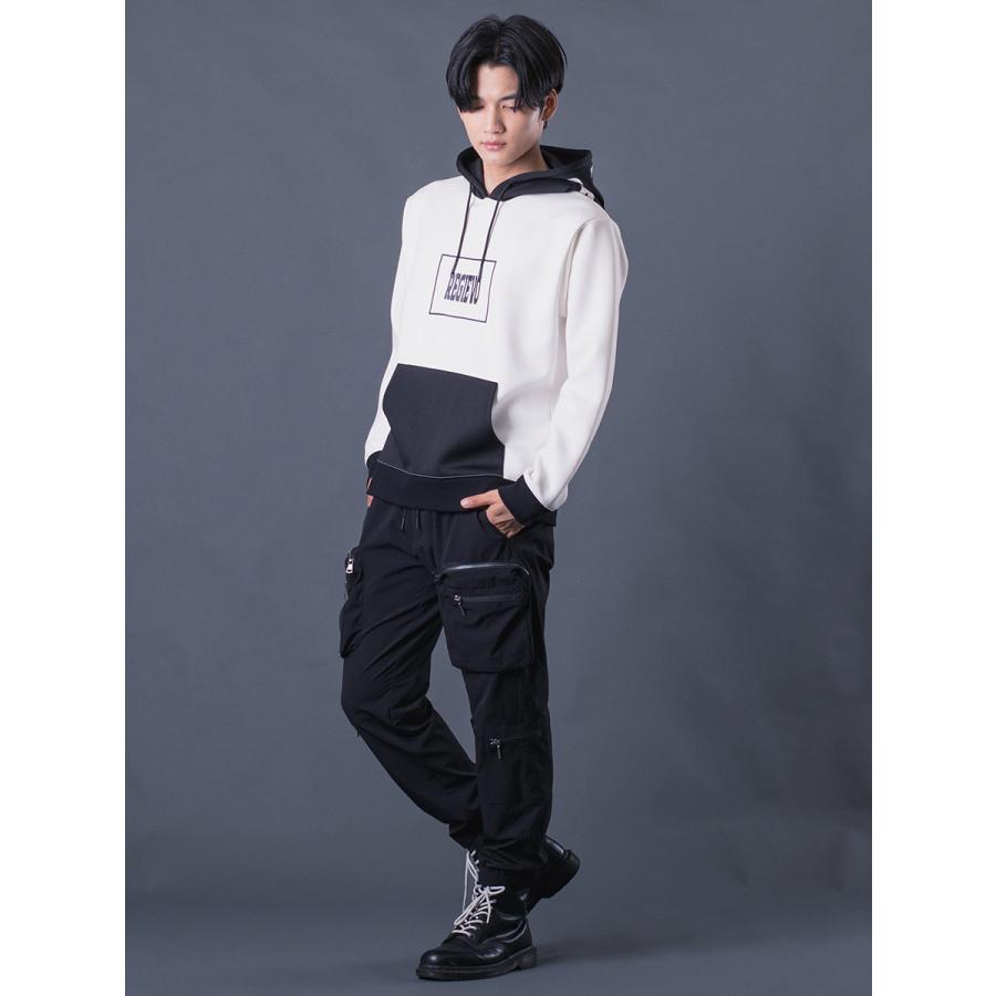 配色プルパーカー メンズ バイカラー 春 秋 冬 ストレッチ ブラック レッド ホワイト ネイビー 黒 赤 紺 白 M L XL REGIEVO レジエボ | REGIEVO | 08