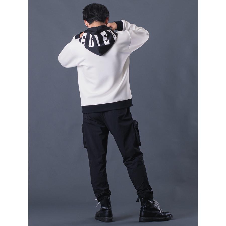 配色プルパーカー メンズ バイカラー 春 秋 冬 ストレッチ ブラック レッド ホワイト ネイビー 黒 赤 紺 白 M L XL REGIEVO レジエボ | REGIEVO | 09