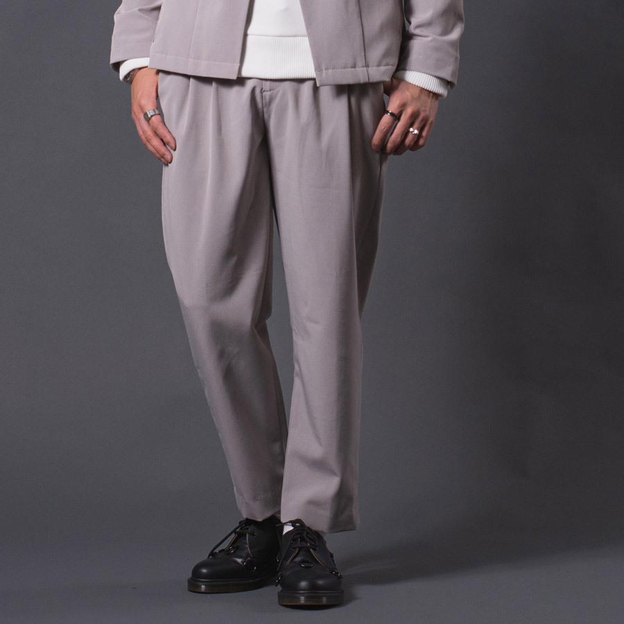 ツータックイージースラックス メンズ パンツ シンプル 無地 セットアップ グレージュ ブラック 黒 M L XL REGIEVO レジエボ | REGIEVO