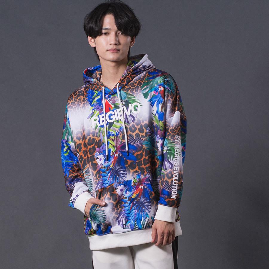 REGIEVO（レジエボ） 総柄転写ドロップショルダーパーカー