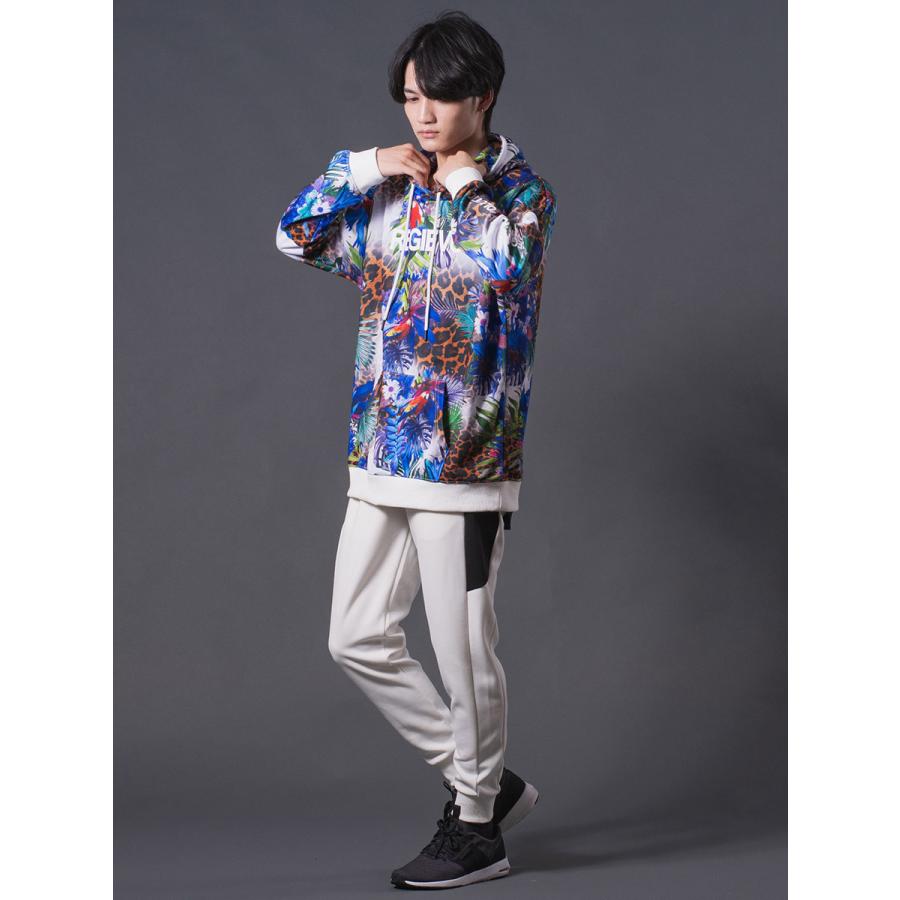 総柄転写ドロップショルダーパーカー セットアップ(別売) ボタニカル レオパード ルーズシルエット レッド ブルー 赤 青 M L XL REGIEVO レジエボ | REGIEVO | 12
