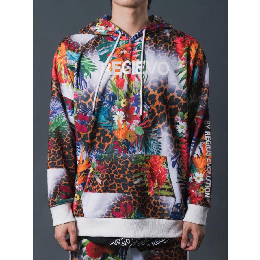 総柄転写ドロップショルダーパーカー セットアップ(別売) ボタニカル レオパード ルーズシルエット レッド ブルー 赤 青 M L XL REGIEVO レジエボ | REGIEVO | 14