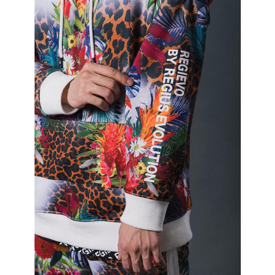 総柄転写ドロップショルダーパーカー セットアップ(別売) ボタニカル レオパード ルーズシルエット レッド ブルー 赤 青 M L XL REGIEVO レジエボ | REGIEVO | 18
