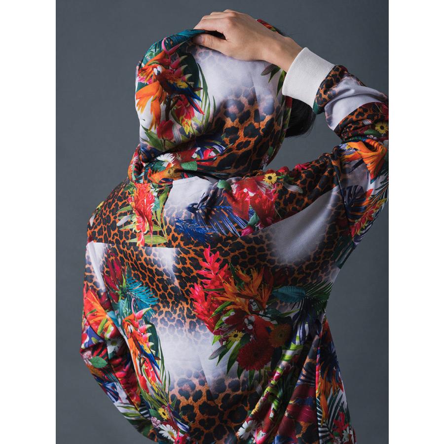 総柄転写ドロップショルダーパーカー セットアップ(別売) ボタニカル レオパード ルーズシルエット レッド ブルー 赤 青 M L XL REGIEVO レジエボ | REGIEVO | 19