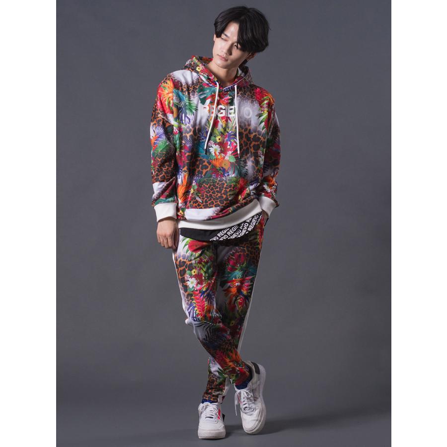 総柄転写ドロップショルダーパーカー セットアップ(別売) ボタニカル レオパード ルーズシルエット レッド ブルー 赤 青 M L XL REGIEVO レジエボ | REGIEVO | 05