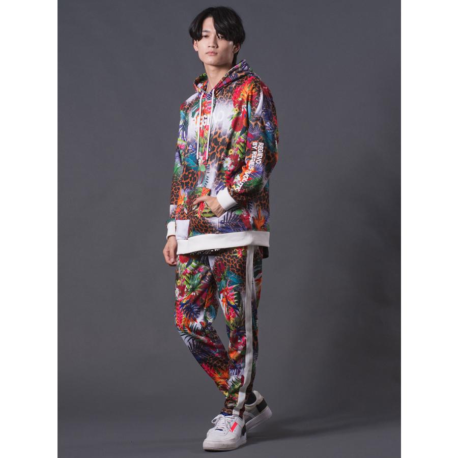 総柄転写ドロップショルダーパーカー セットアップ(別売) ボタニカル レオパード ルーズシルエット レッド ブルー 赤 青 M L XL REGIEVO レジエボ | REGIEVO | 07
